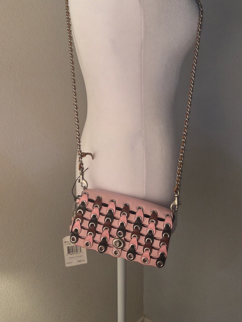 COACH 1941 Woven Leather Chain Bag – Pink